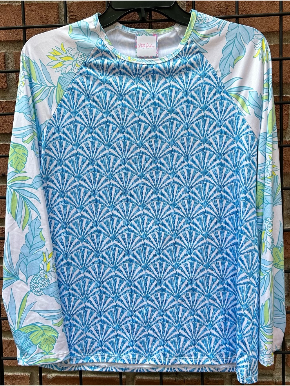 Blue Patterned Long Sleeve Rash Guard By Pita Polo